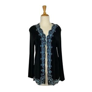 Piccadilly Fashion S Black Blue Cardigan Embellished Evening Art To Wear NWT